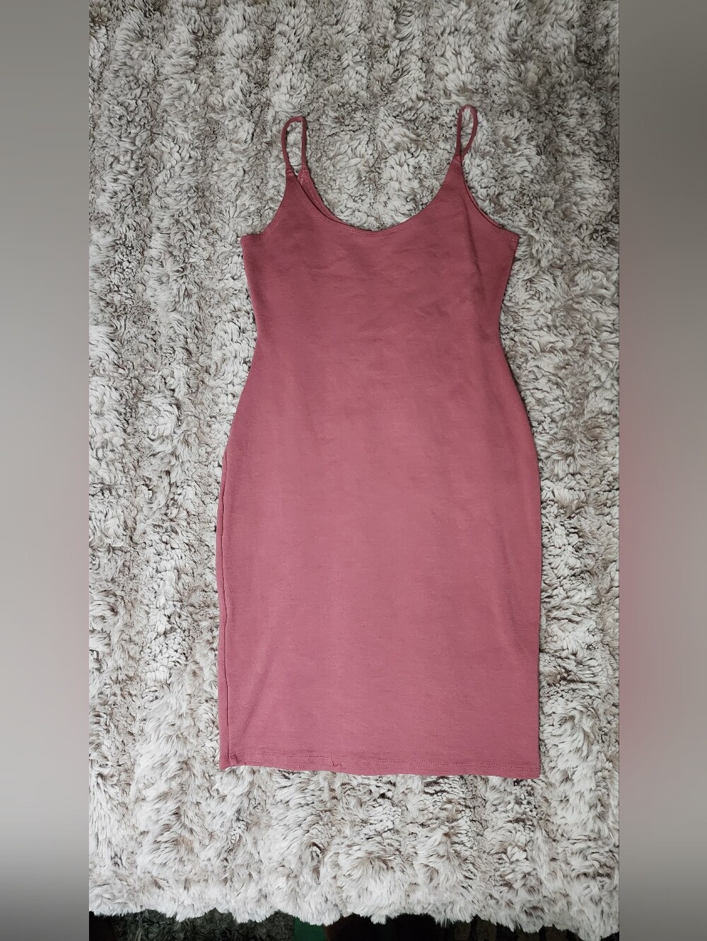 Slim Mauve Midi Slip Dress with Spaghetti Straps